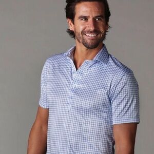 Collars& Co Men's Original Blue Checkered Polo size large new with tag